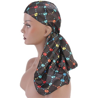 Skullies & Beanies Print Silky Durags Turban Silk Du Rag Waves Caps Headwear Do Doo Rag for Women Men - Tjm-05k-4 - C6197WCA4...