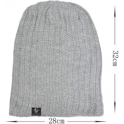 Skullies & Beanies Men Slouch Beanie Knit Long Oversized Skull Cap for Winter Summer N010 - B019-light Grey - CP18I29COE9 $12.40