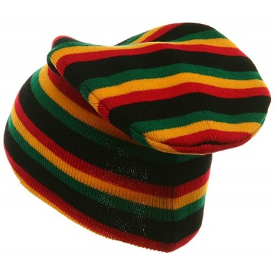 Skullies & Beanies Rasta Long Beanies-Black RGY OSFM - Black - CV111QRIUTB $6.90