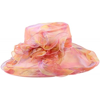 Sun Hats Women's Colorful Organza Wide Brim Tea Party Kentucky Derby Hat (Multicolored2) - CY12G0XDKP9 $13.94