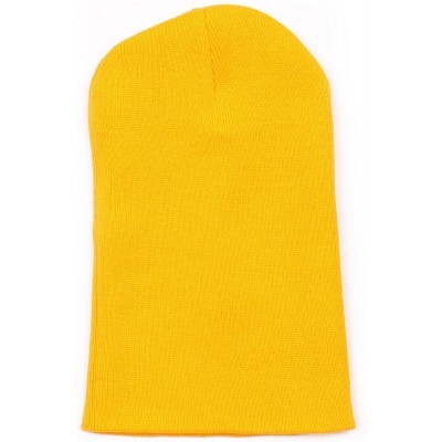 Skullies & Beanies Thick Plain Knit Beanie Slouchy Cuff Toboggan Daily Hat Soft Unisex Solid Skull Cap - Yellow - CJ188DHACWW...