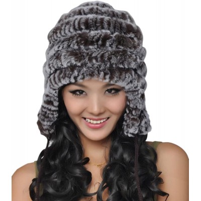 Bomber Hats Women's Rex Rabbit Fur Hats Winter Ear Cap Flexible Multicolor - Coffee - CK126G6KYZT $46.70