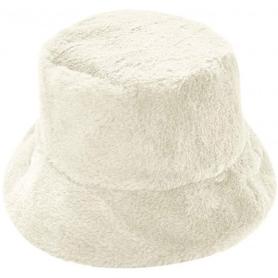 Bucket Hats Ladies Winter Bucket Hat Cute and Warm Caps Hunting Fishing Top Women Fisherman Hat - White - CO18YGQ7WLS $13.87