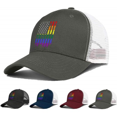 Baseball Caps American Rainbow Flag Gay Pride Hat Adjustable Unisex Mesh Baseball Cap Cool Hat - Army Green - CV18RMAI0I8 $12.58