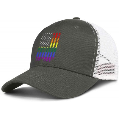 Baseball Caps American Rainbow Flag Gay Pride Hat Adjustable Unisex Mesh Baseball Cap Cool Hat - Army Green - CV18RMAI0I8 $12.58