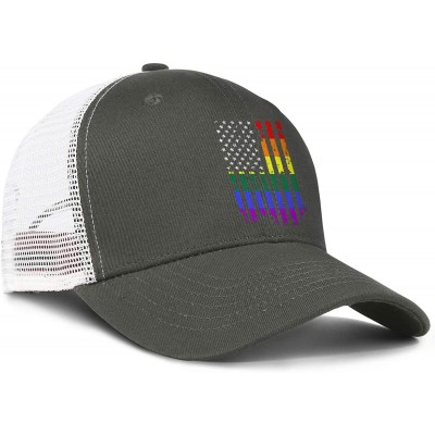 Baseball Caps American Rainbow Flag Gay Pride Hat Adjustable Unisex Mesh Baseball Cap Cool Hat - Army Green - CV18RMAI0I8 $12.58