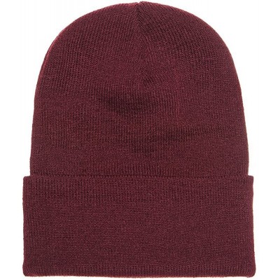 Baseball Caps Premium Flexfit Long Cuff Knit Beanie - Maroon - CK127UH0N2R $11.96