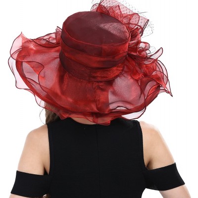 Sun Hats Women's Kentucky Derby Racing Horse Hat Church Wedding Dress Party Occasion Cap - Red - C2126XPNJSR $35.32