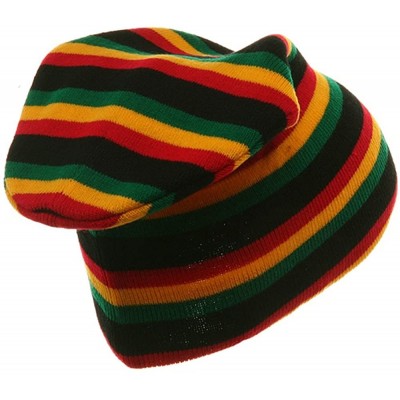 Skullies & Beanies Rasta Long Beanies-Black RGY OSFM - Black - CV111QRIUTB $6.90