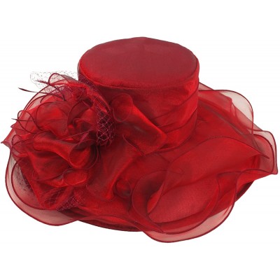 Sun Hats Women's Kentucky Derby Racing Horse Hat Church Wedding Dress Party Occasion Cap - Red - C2126XPNJSR $35.32