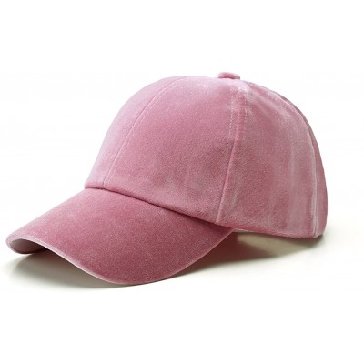 Baseball Caps Unisex Crushed Velvet Basketball Cap Adjustable Sports Hat - Pink - CZ17YICDUK4 $9.40