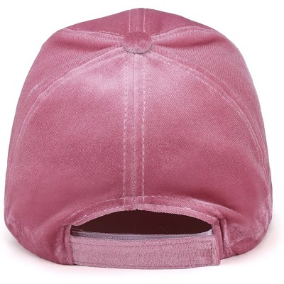 Baseball Caps Unisex Crushed Velvet Basketball Cap Adjustable Sports Hat - Pink - CZ17YICDUK4 $9.40