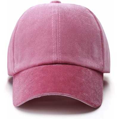 Baseball Caps Unisex Crushed Velvet Basketball Cap Adjustable Sports Hat - Pink - CZ17YICDUK4 $9.40