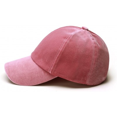 Baseball Caps Unisex Crushed Velvet Basketball Cap Adjustable Sports Hat - Pink - CZ17YICDUK4 $9.40