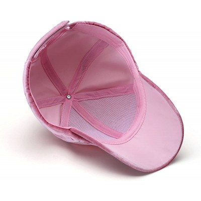 Baseball Caps Unisex Crushed Velvet Basketball Cap Adjustable Sports Hat - Pink - CZ17YICDUK4 $9.40