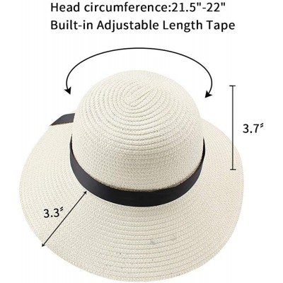 Sun Hats Women-Girls Straw Sun Hat Summer Beach Cap Foldable Visor Floppy Hats Wide Brim with Strap-Big Bowknot-Adjustable - ...