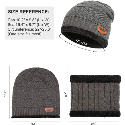 Skullies & Beanies Men's 2-Pieces Winter Beanie Hat Scarf Set Warm Knit Hat Thick Fleece Lined Winter Cap Scarves for Men Wom...