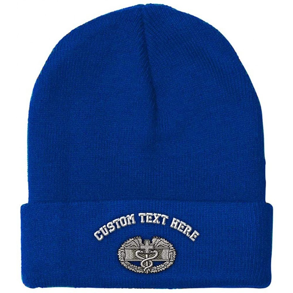 Skullies & Beanies Custom Beanie for Men & Women Combat Medic Badge Embroidery Skull Cap Hat - Royal Blue - C518ZRZ2RET $17.18