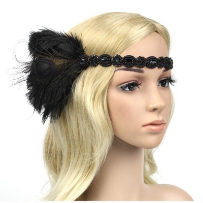 Headbands Peacock Flapper Headband Inspired Headpieces - Type 2-Black - CY187AI7R5Y $14.49