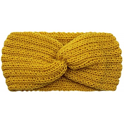 Headbands Crochet Turban Headband for Women Warm Bulky Crocheted Headwrap - 4 Pack Cross B - Firebrick-Yellow-Green-Brown - C...