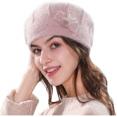 Berets Winter Beret Cap Womens Flower Knit Crochet Beanie Hat Winter Warm Cap - ❤️a - CB187C0T094 $21.70