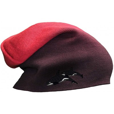 Skullies & Beanies Custom Slouchy Beanie Killer Whales Embroidery Skull Cap Hats for Men & Women - Red - CB18A58TISW $18.38
