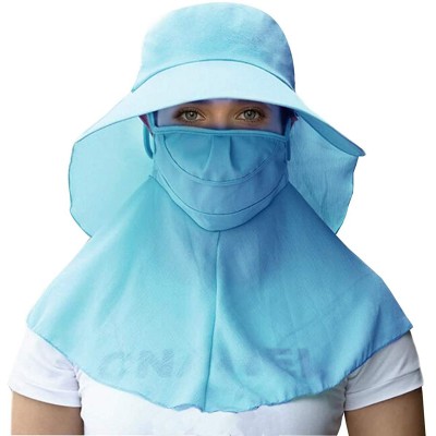 Sun Hats Adjustable Outdoor Protection Foldable Ponytail - Skyblue2 - CU197X2ATUY $10.08