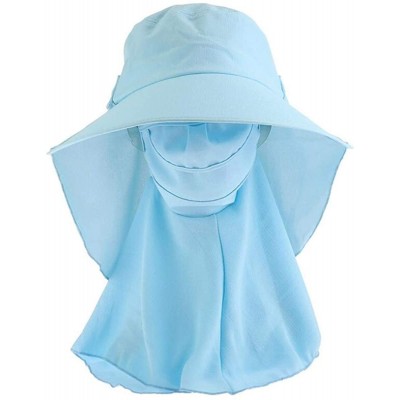 Sun Hats Adjustable Outdoor Protection Foldable Ponytail - Skyblue2 - CU197X2ATUY $10.08