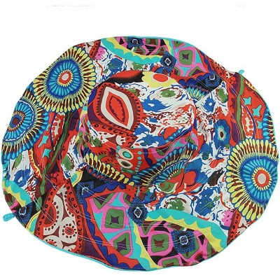 Sun Hats Women Large Brim Bucket Hats Anti-UV Foldable Beach Travel Flat Sun Hat Cap Topee - Blue - C812O6MNHWL $16.97