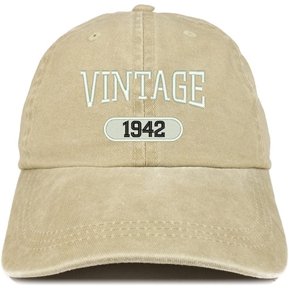 Baseball Caps Vintage 1942 Embroidered 78th Birthday Soft Crown Washed Cotton Cap - Khaki - C7180WL2ML7 $13.61