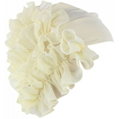 Baseball Caps Womens Wrap Cap Flower Chemo Hat Beanie Scarf Turban Headband - Beige - CY18INSYQ7K $10.74