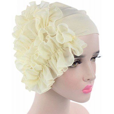 Baseball Caps Womens Wrap Cap Flower Chemo Hat Beanie Scarf Turban Headband - Beige - CY18INSYQ7K $10.74