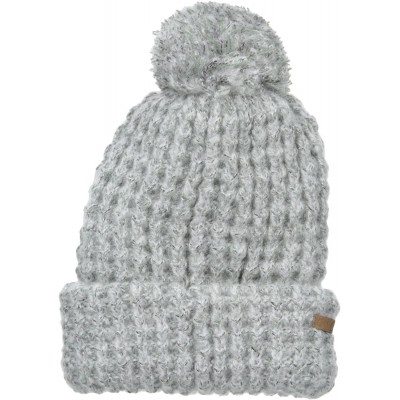 Skullies & Beanies Women's The Kate Waffle-Knit Beanie with Oversized Pom - Heather Grey - CT11J2B72ND $24.49