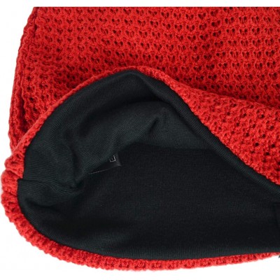 Berets Women's Knit Slouchy Beanie Baggy Skull Cap Turban Winter Summer Beret Hat - Solid Red - CV18UEXS7NG $21.64