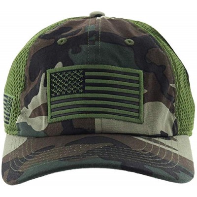 Baseball Caps American US Military Embroidered Flag Soft Mesh Hat Trucker Cap - Green Camo - CJ18U8AE0KD $26.81