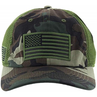 Baseball Caps American US Military Embroidered Flag Soft Mesh Hat Trucker Cap - Green Camo - CJ18U8AE0KD $13.41