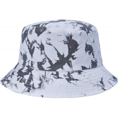 Bucket Hats Women Fashion Cotton Packable Travel Bucket Hat Sun Hat Fishmen Cap - Camo Black White - CW199E33MGZ $15.45