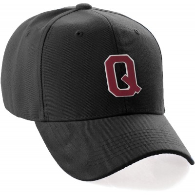 Baseball Caps Classic Baseball Hat Custom A to Z Initial Team Letter- Black Cap White Red - Letter Q - CX18IDTGOEA $13.91