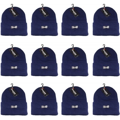 Skullies & Beanies 3M Thinsulate Women Men Knitted Thermal Winter Cap Casual Beanies-Wholesale Lot 12 Packs - Navy - C5187C5N...