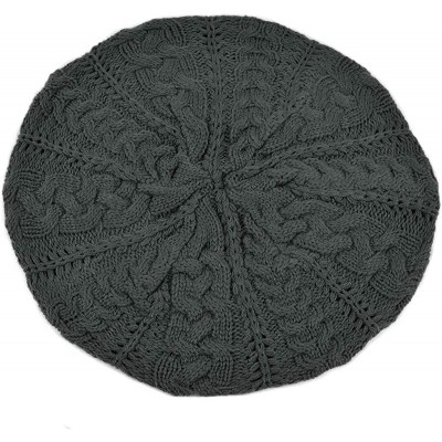 Skullies & Beanies Soft Lightweight Crochet Beret for Women Solid Color Beret Hat - One Size Slouchy Beanie - Charcoal - CP18...