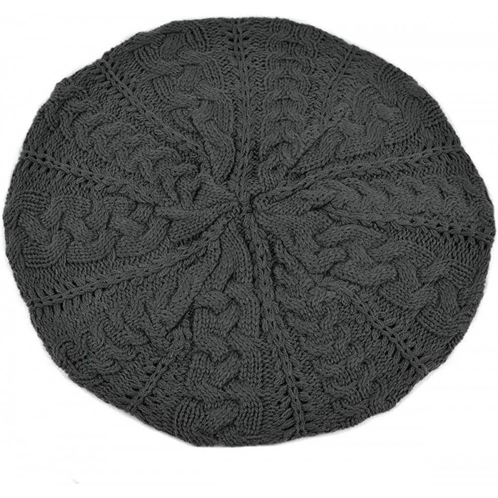 Skullies & Beanies Soft Lightweight Crochet Beret for Women Solid Color Beret Hat - One Size Slouchy Beanie - Charcoal - CP18...