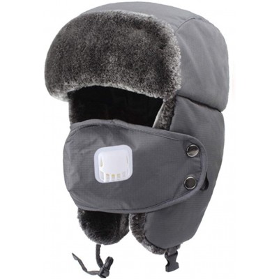 Skullies & Beanies New Winter Trapper Hat Ushanka Russian Style Cap with Ear Flap Chin Strap and Windproof Mask - Gray - CK18...