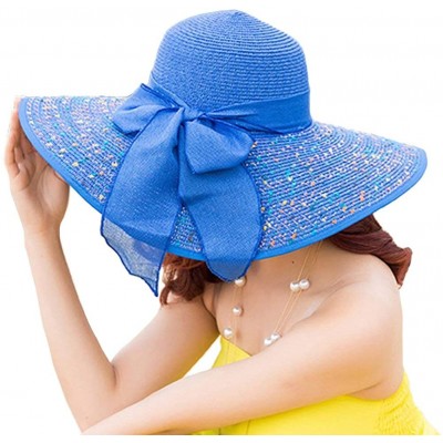 Sun Hats Women's Big Bowknot Straw Sun Hat Floppy Foldable Roll up UV 50+ Beach Cap - Pink-style B - CX18STNEE8M $11.31