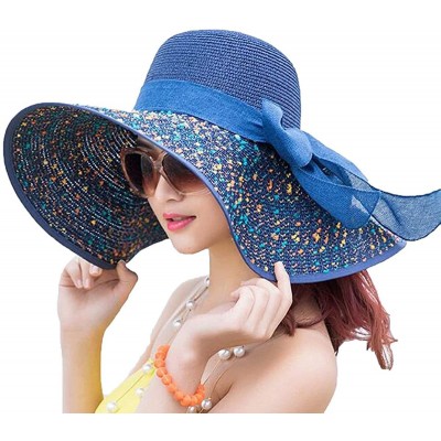 Sun Hats Women's Big Bowknot Straw Sun Hat Floppy Foldable Roll up UV 50+ Beach Cap - Pink-style B - CX18STNEE8M $11.31