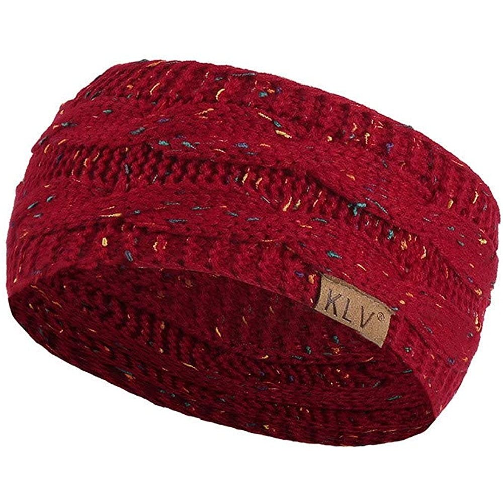 Skullies & Beanies Women Knit Elastic Sport Hair Band Soft Stretch Dotted Yarn Turban Hat - Wine Red - CF18KLANL8X $6.88