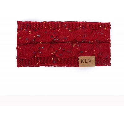 Skullies & Beanies Women Knit Elastic Sport Hair Band Soft Stretch Dotted Yarn Turban Hat - Wine Red - CF18KLANL8X $17.20
