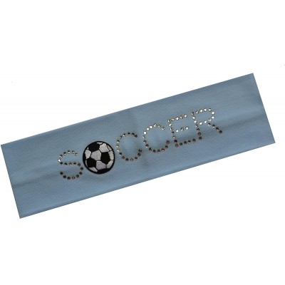 Headbands SOCCER BALL Rhinestone Cotton Stretch Headband for Girls- Teens and Adults Soccer Team Gifts - Sky Blue - CF11BHA0G...
