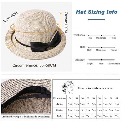 Fedoras Womens Wide Roll Up Brim Packable Straw Sun Cloche Hat Fedora Summer Beach 55-58cm - Beige_99037 - CL18D9GTUK0 $21.83