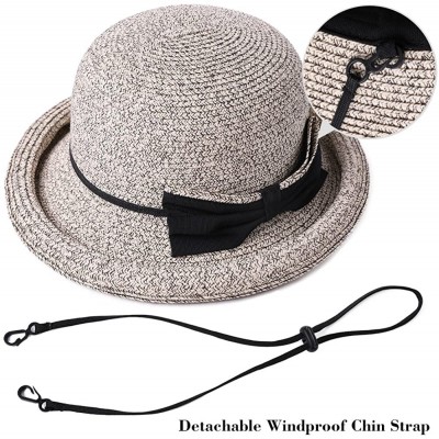 Fedoras Womens Wide Roll Up Brim Packable Straw Sun Cloche Hat Fedora Summer Beach 55-58cm - Beige_99037 - CL18D9GTUK0 $21.83