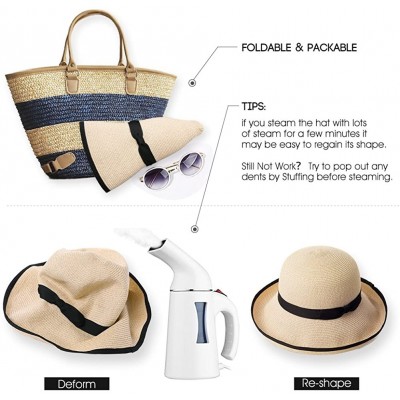 Fedoras Womens Wide Roll Up Brim Packable Straw Sun Cloche Hat Fedora Summer Beach 55-58cm - Beige_99037 - CL18D9GTUK0 $21.83